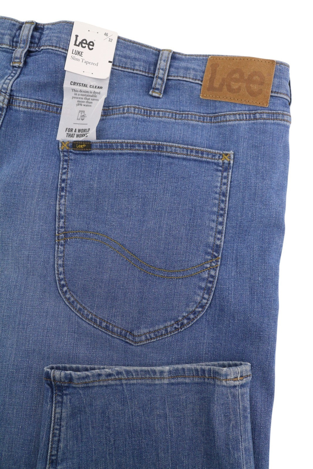 LEE Luke Men Jeans W46/L32 Blue Faded Whisker Slim Tapered Denim
