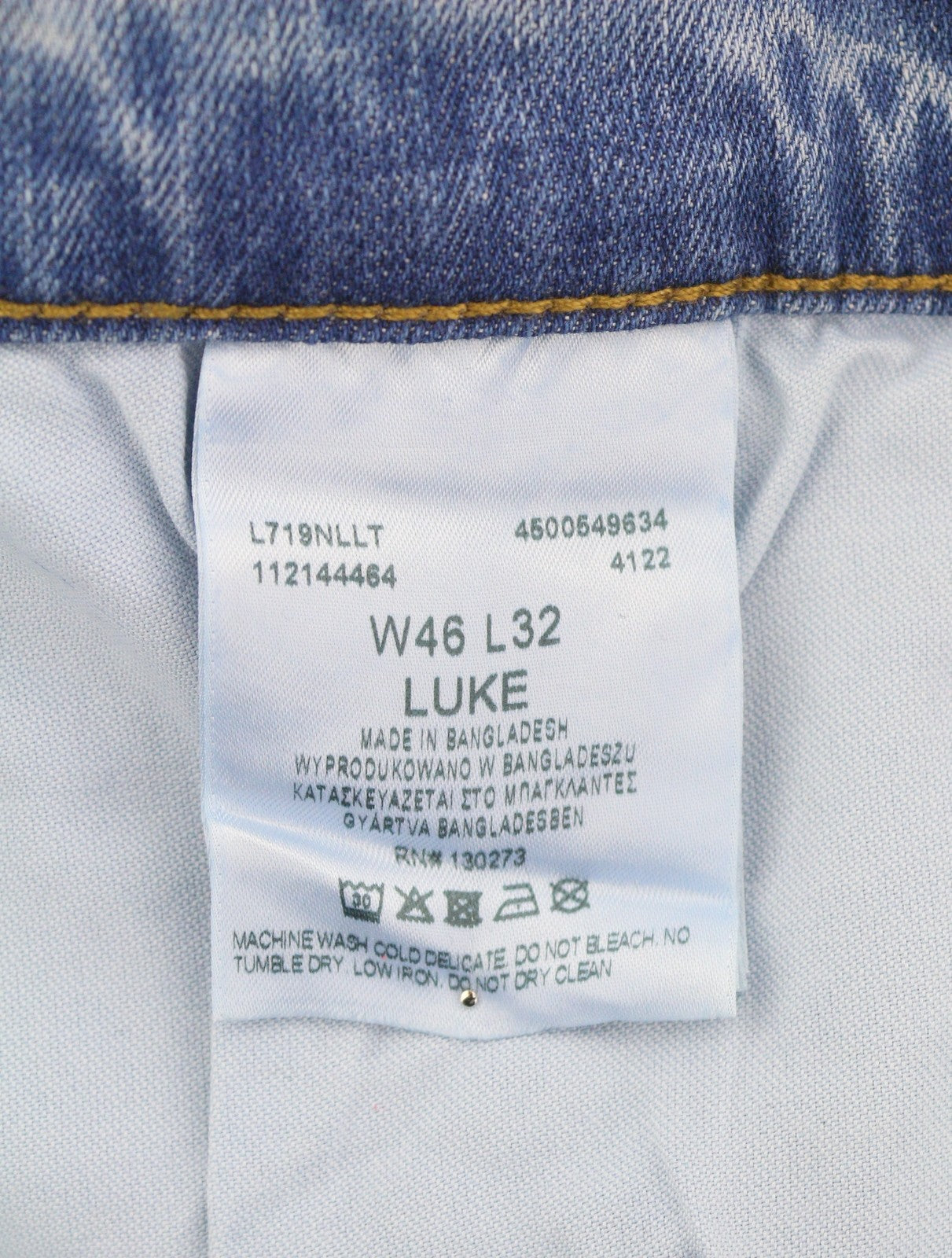 LEE Luke Men Jeans W46/L32 Blue Faded Whisker Slim Tapered Denim