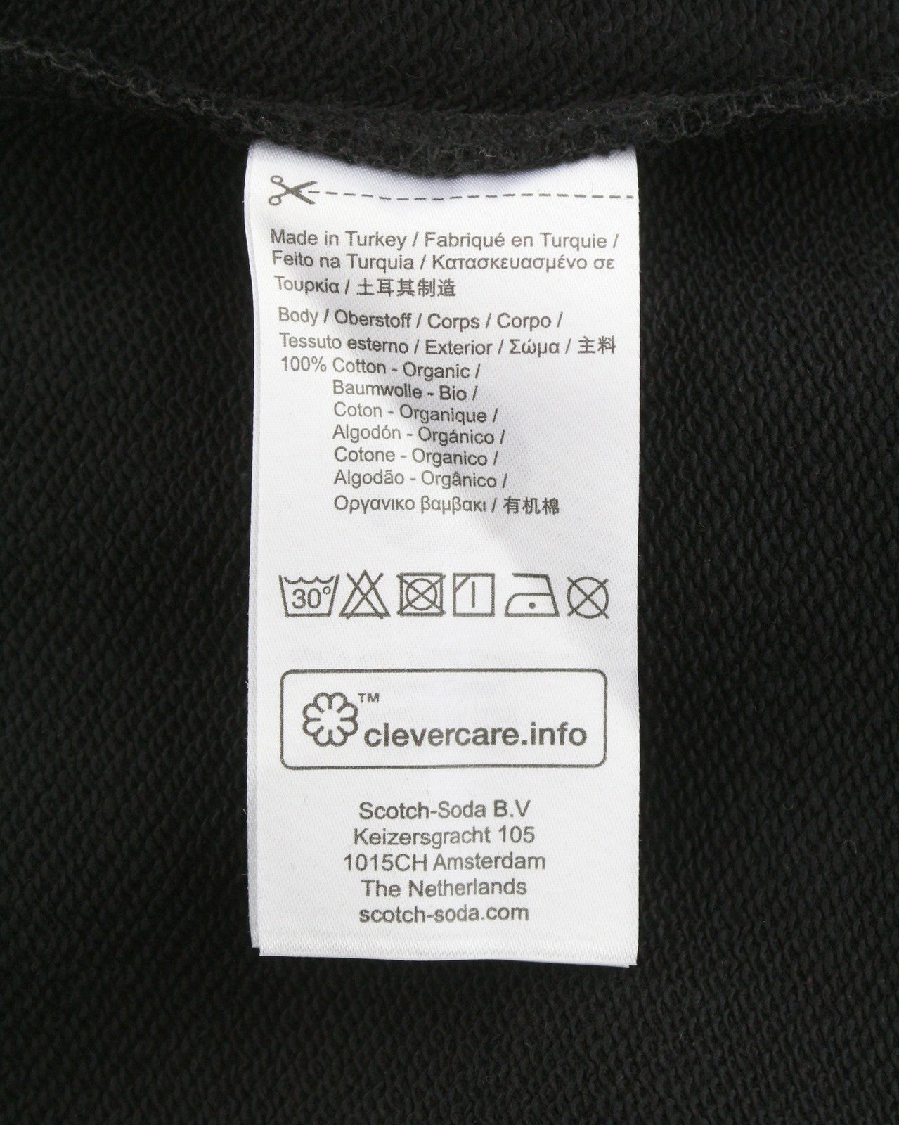 SCOTCH & SODA Men Sweatshirt M Black Cotton Crew Neck Long Sleeve Pull On