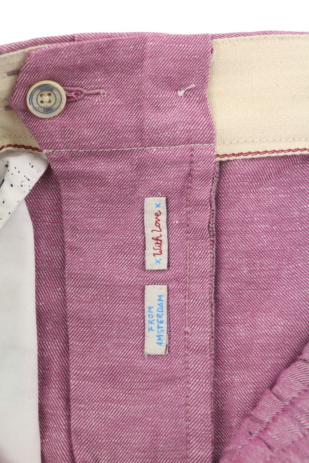 SCOTCH & SODA Men Shorts W32 Purple Melange Zip Fly Drawstring Waist