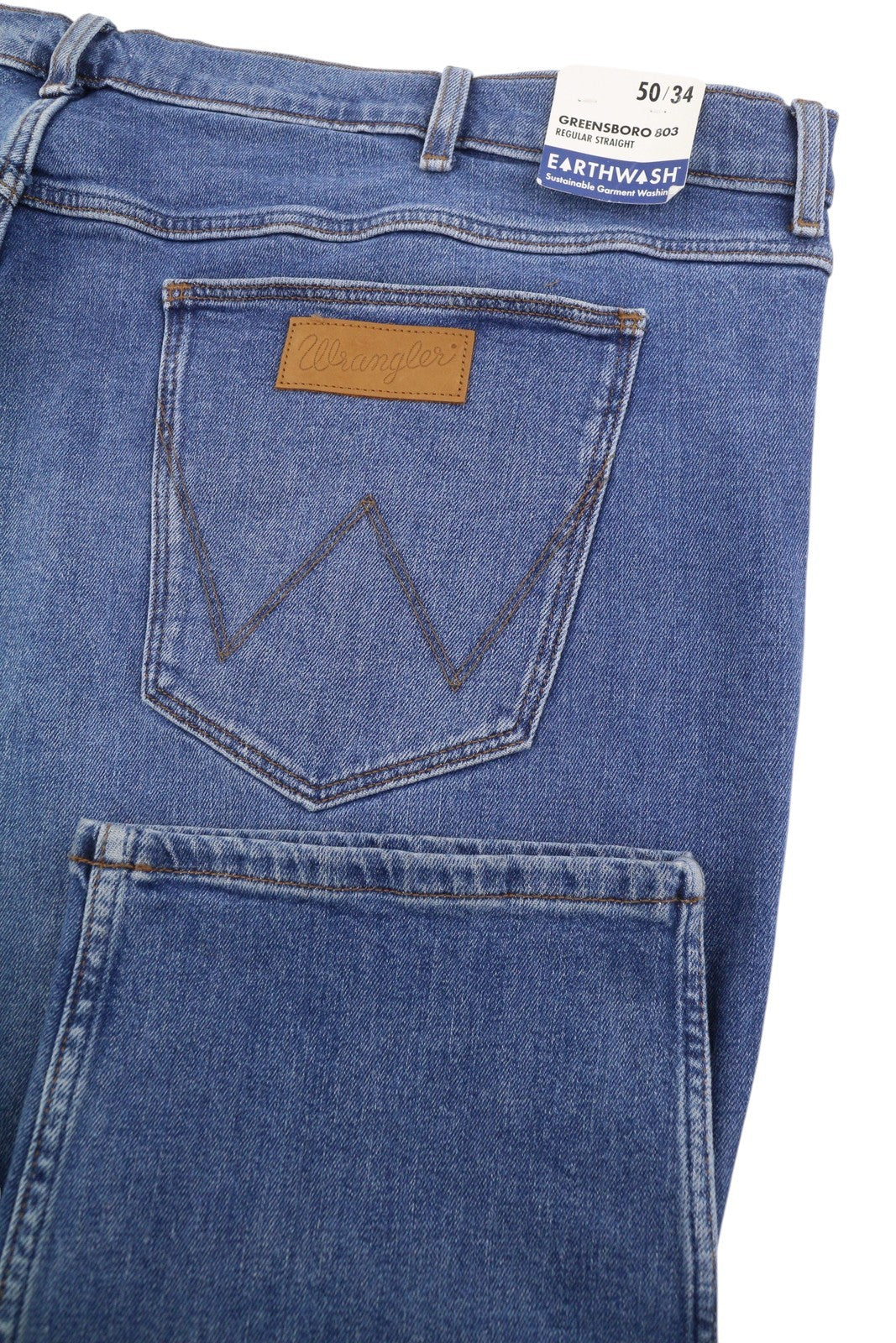 WRANGLER Greensboro 803 Men Jeans W50/L34 Blue Whisker Fade Straight