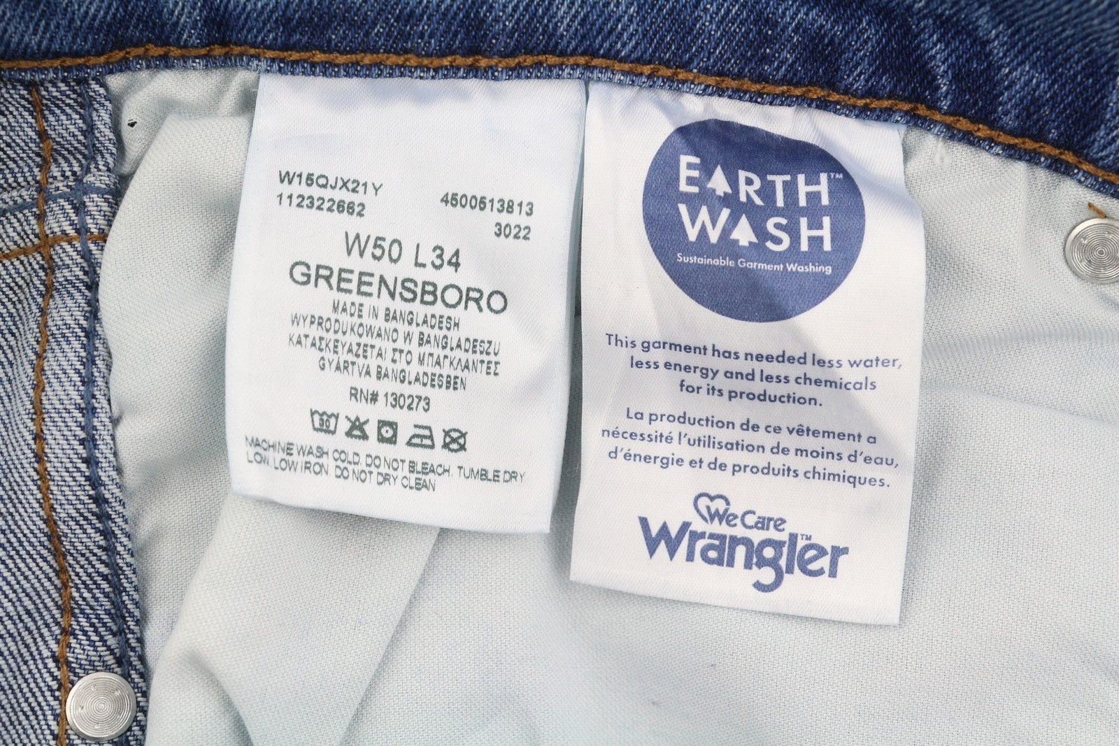 WRANGLER Greensboro 803 Men Jeans W50/L34 Blue Whisker Fade Straight