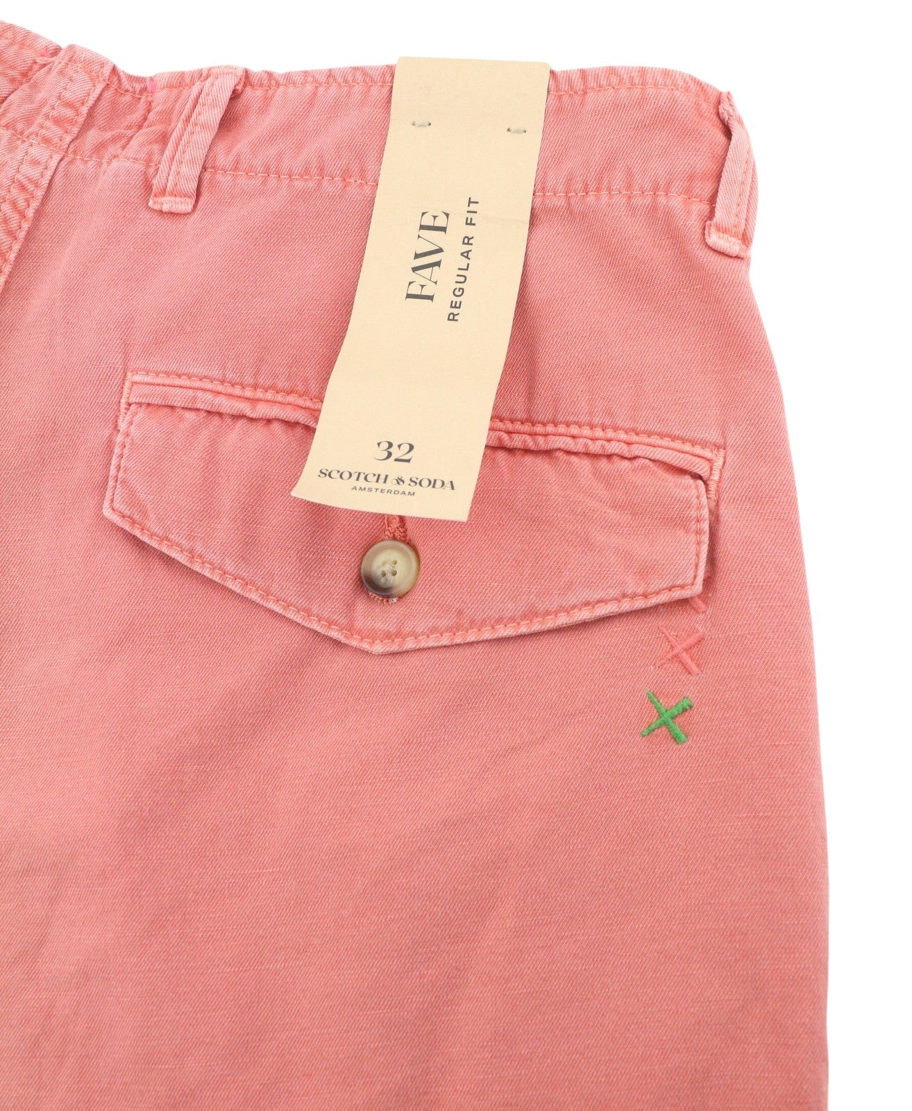 SCOTCH & SODA Fave Men Shorts W32 Pink Flamingo Linen Blend Regular Fi Zipper