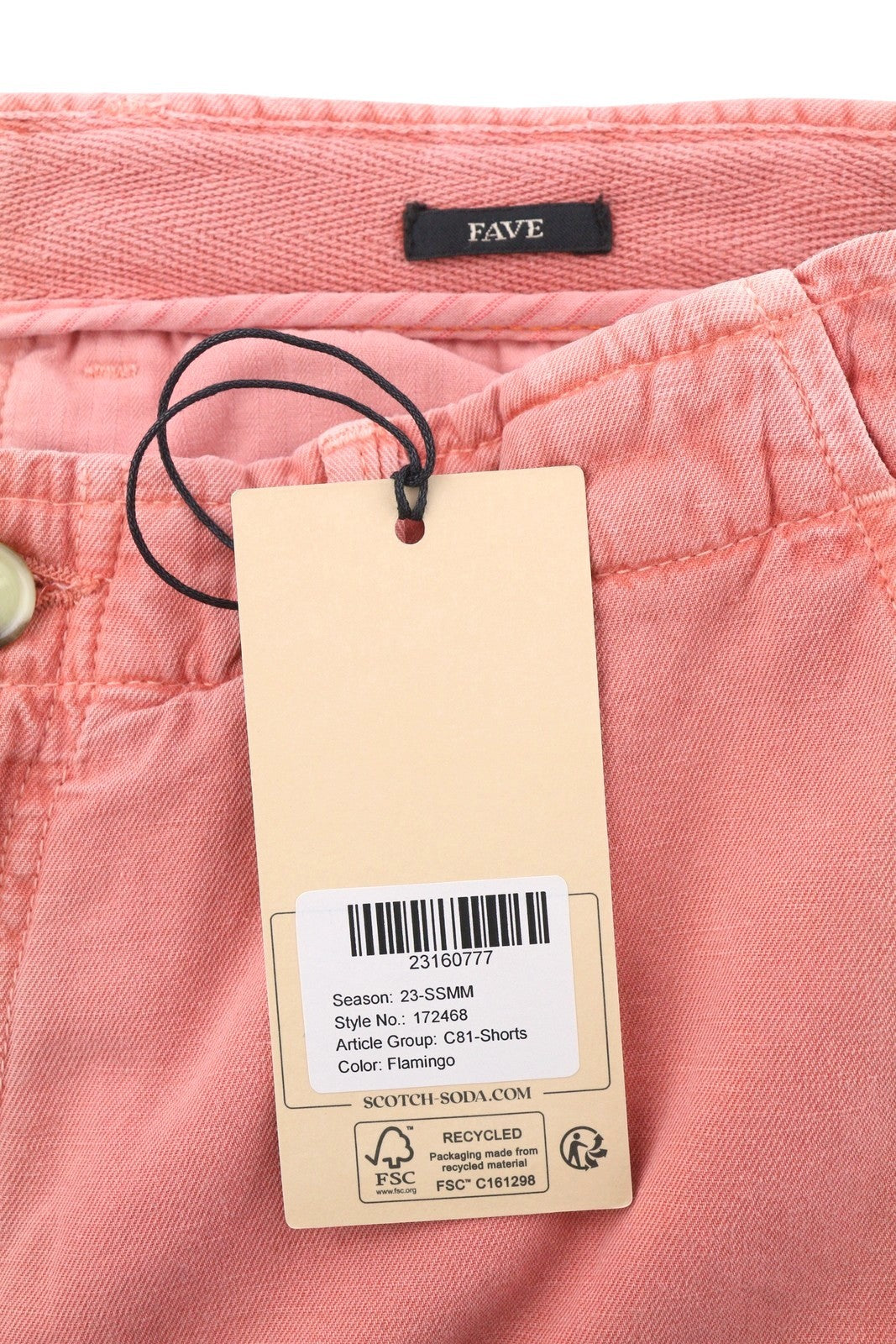 SCOTCH & SODA Fave Men Shorts W32 Pink Flamingo Linen Blend Regular Fi Zipper