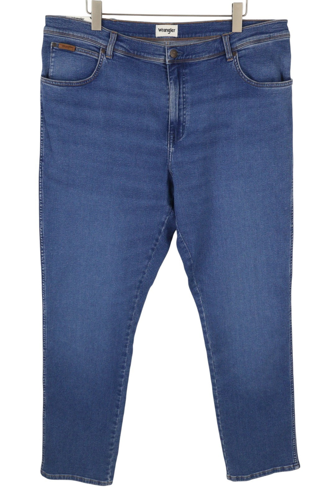 WRANGLER Texas Slim 822 Men Jeans W42/L36 Blue Faded Zip Fly Denim