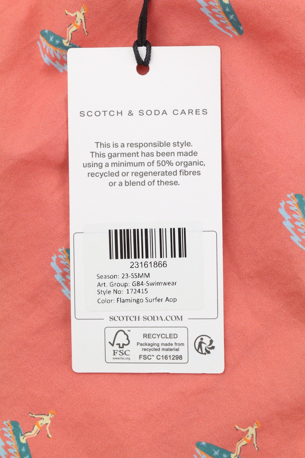 SCOTCH & SODA Men Swimwear W31 Flamingo Surfer Aop Mesh Lined Drawstring Waist