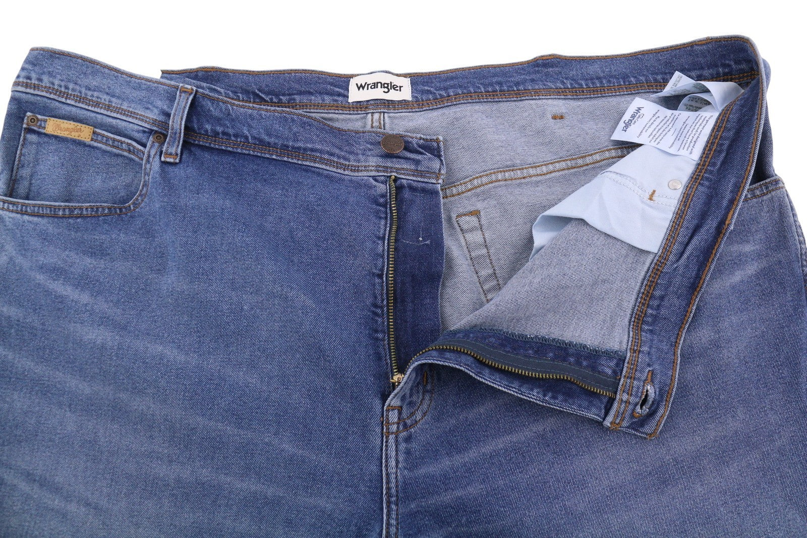 WRANGLER Texas Slim 822 Men Jeans W48/L32 Blue Whisker Fade Denim