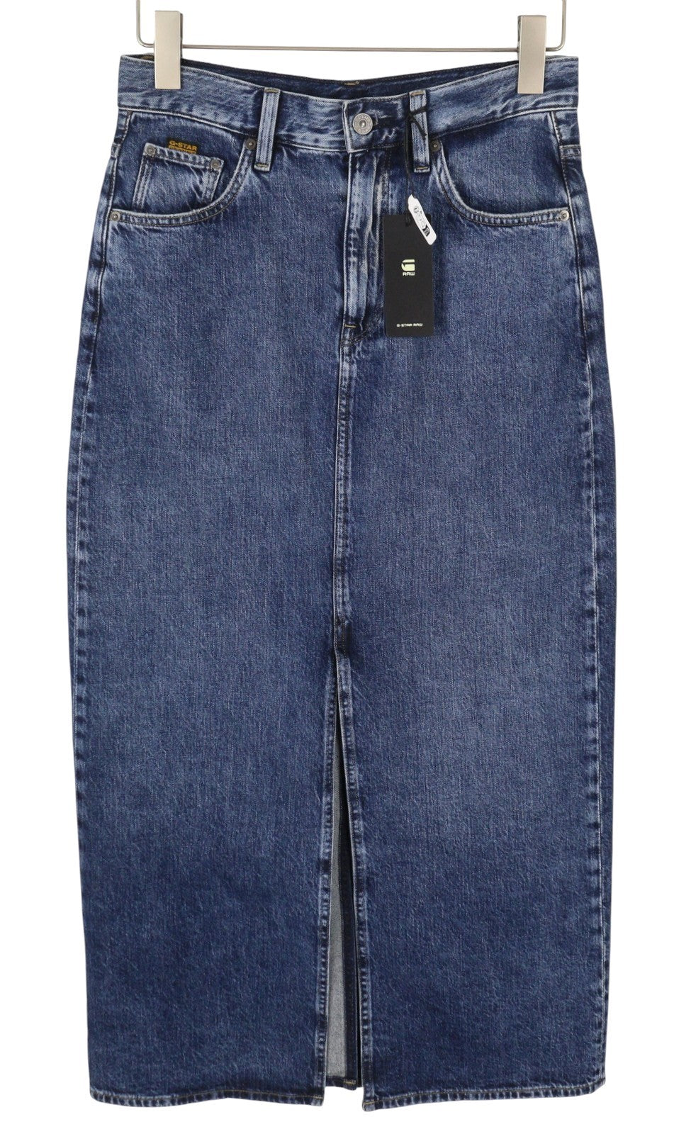 G-STAR Viktoria Long Women Skirt W27 Denim Blue High Waist Split RRP129