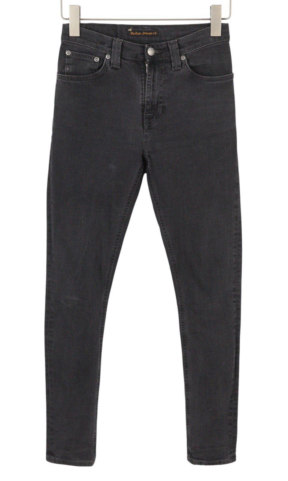 NUDIE JEANS Pipe Len Monolith Women Jeans W26/L32 Dark Grey Skinny Stretch