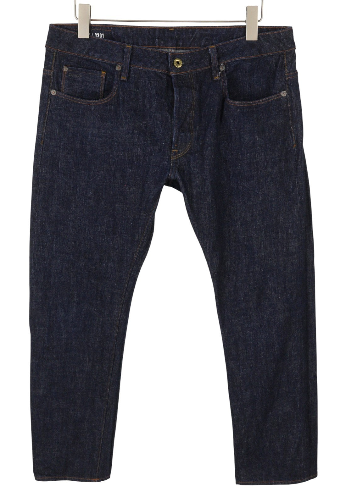 G-STAR 3301 Straight Men Jeans W36 Dark Blue Button Fly Cotton Denim