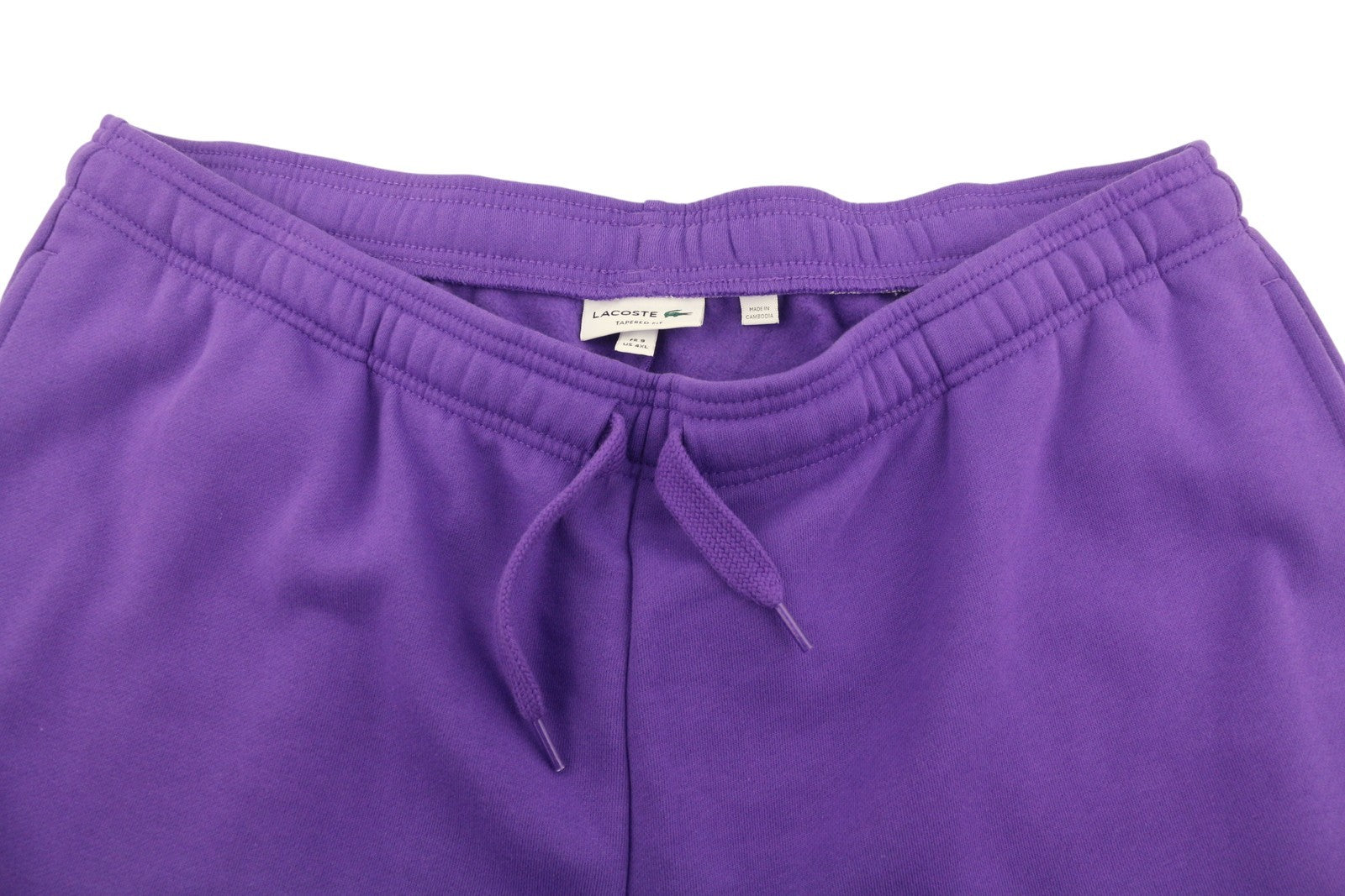 LACOSTE Men Trousers 4XL Purple Fleece Tapered Drawcord Sweatpants