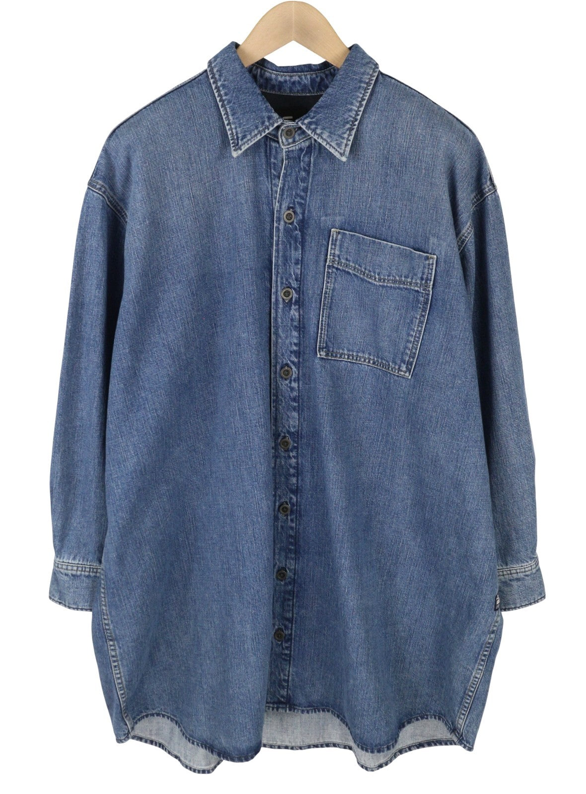 G-STAR Oversized Denim Women Dress L Blue Button-Up Patch Pocket RRP179