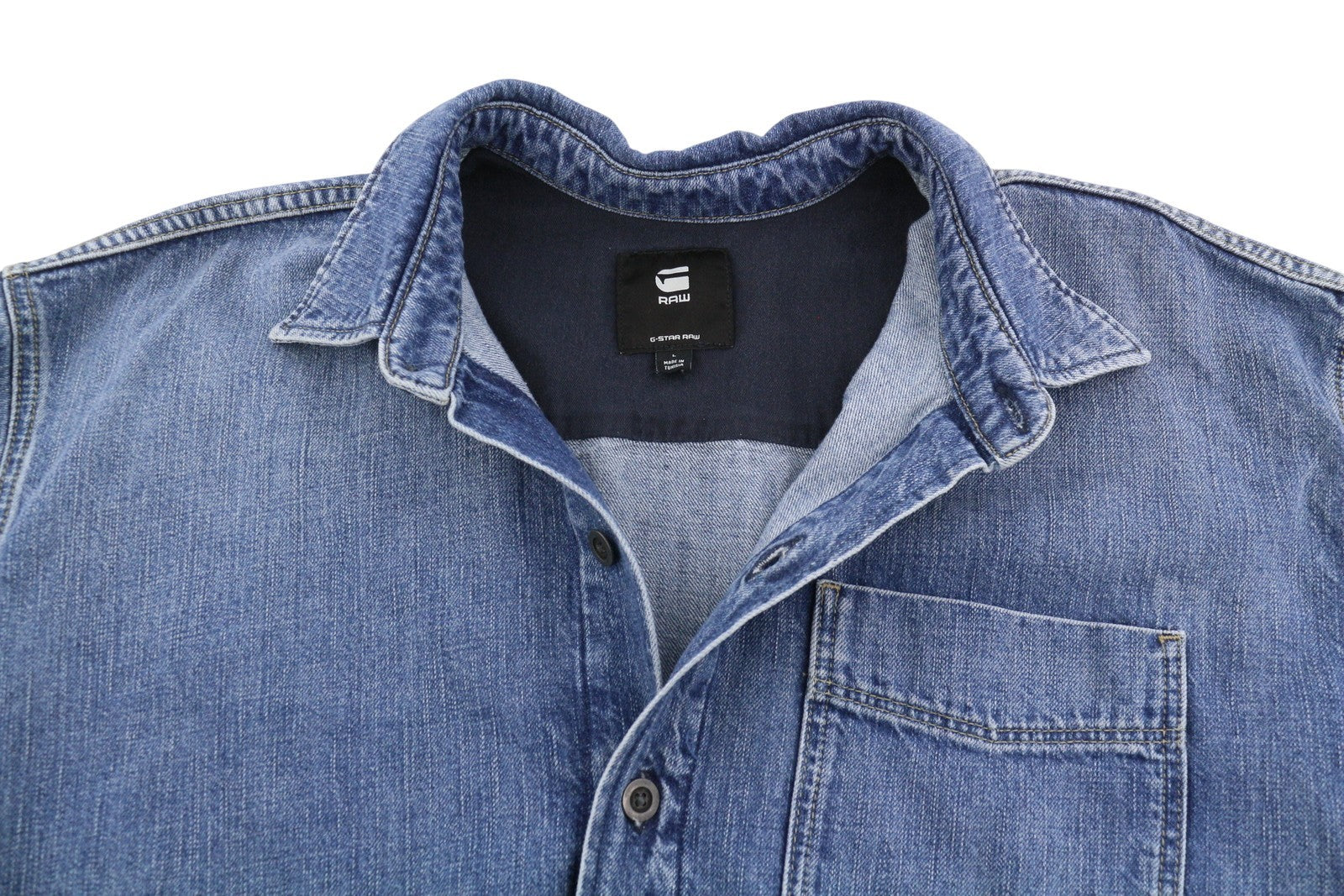 G-STAR Oversized Denim Women Dress L Blue Button-Up Patch Pocket RRP179