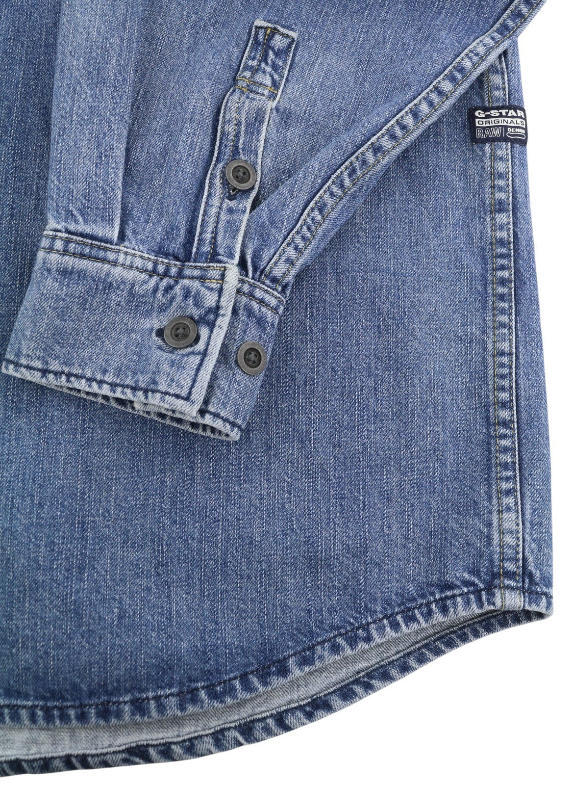 G-STAR Oversized Denim Women Dress L Blue Button-Up Patch Pocket RRP179
