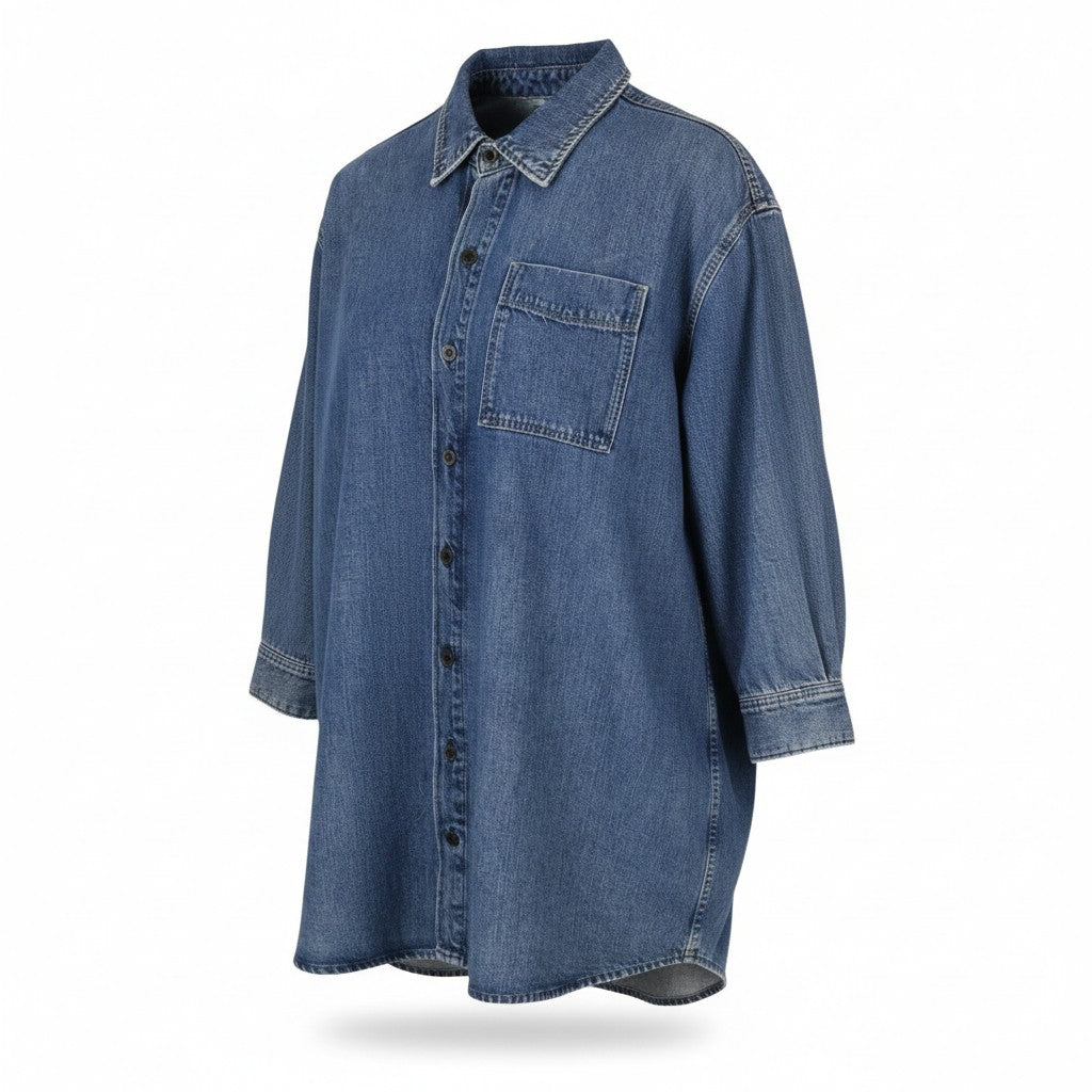 G-STAR Oversized Denim Women Dress S Blue Patch Pocket Button-Up RRP179
