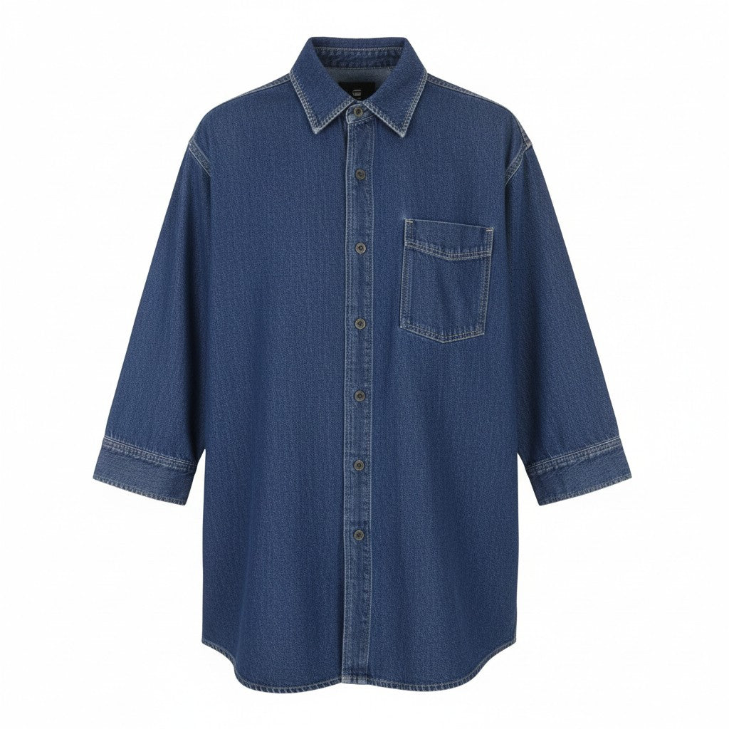 G-STAR Oversized Denim Women Dress M Blue Denim Button-Up Pocket RRP179