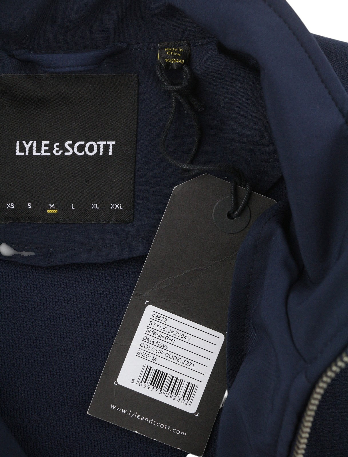 LYLE & SCOTT Men Waistcoat M Dark Blue Soft Shell Zip High Neck Lightweight