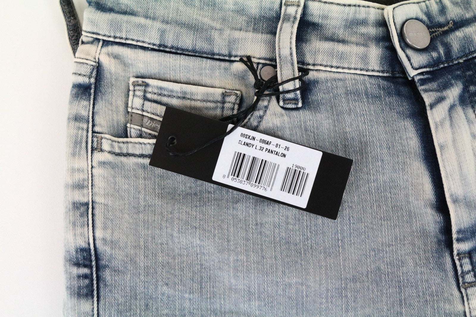 DIESEL Slandy 086AF Women Jeans W26/L32 Super Slim-Skinny Fit Light Blue Stretch