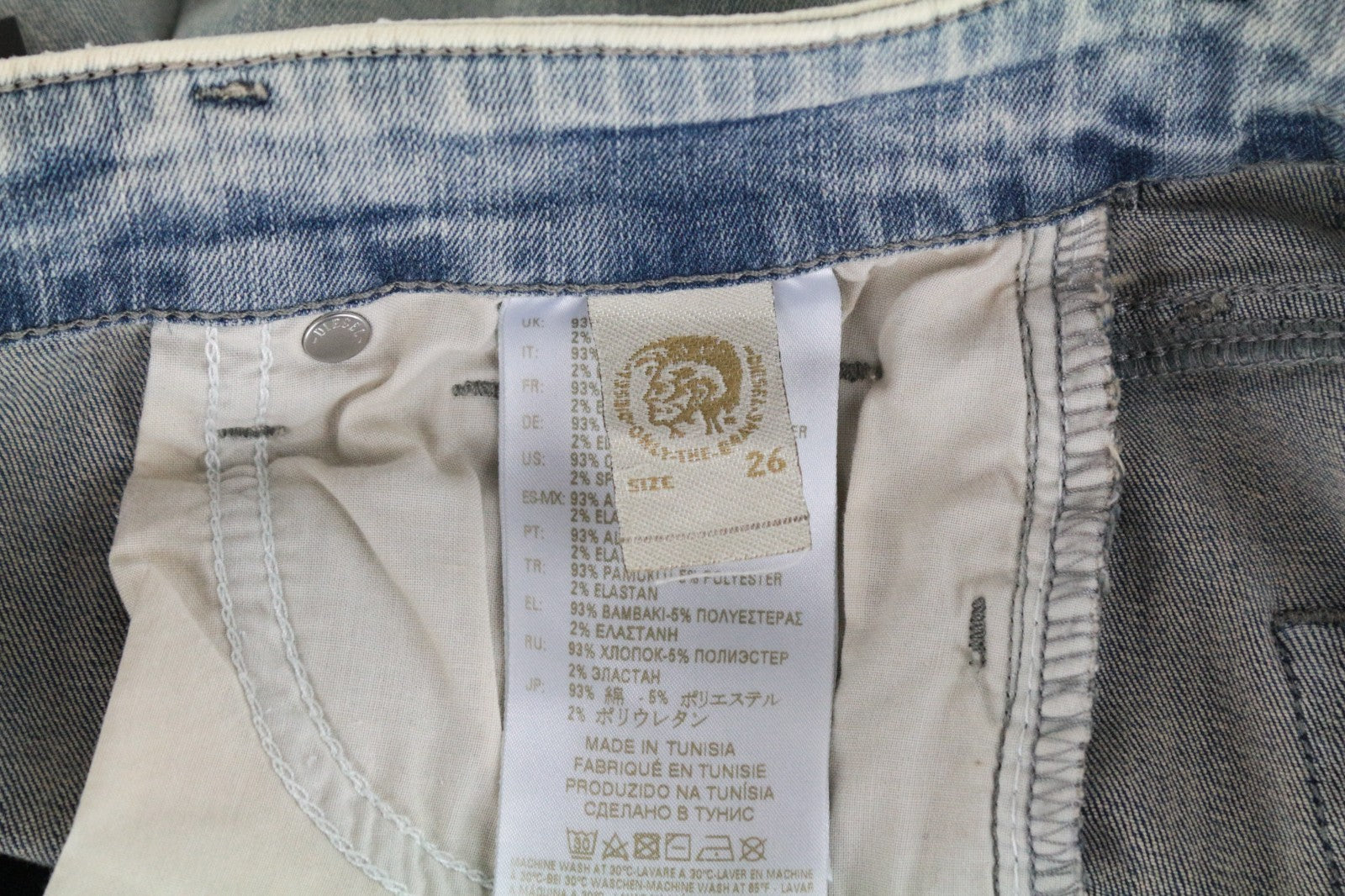 DIESEL Slandy 086AF Women Jeans W26/L32 Super Slim-Skinny Fit Light Blue Stretch