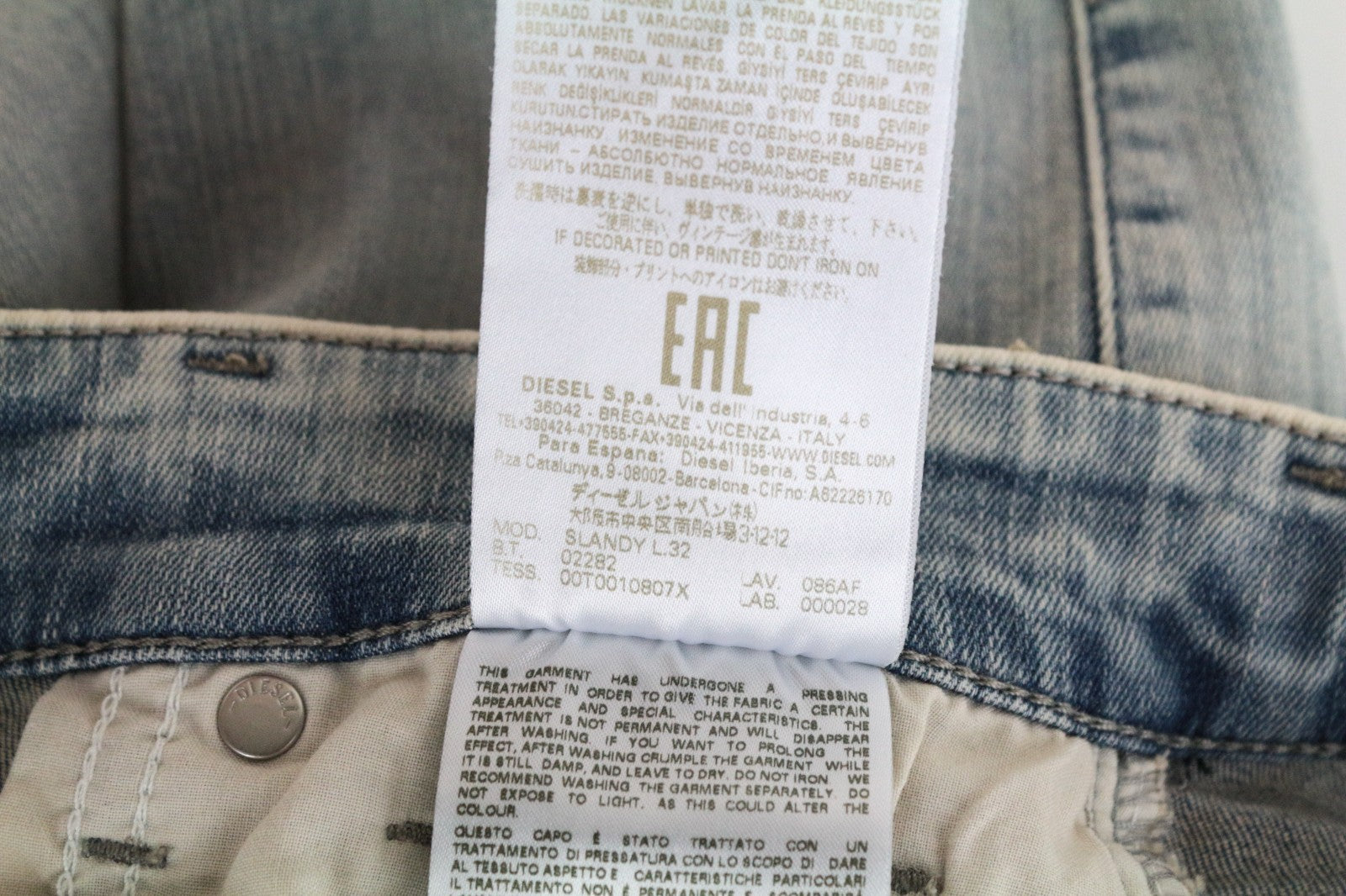 DIESEL Slandy 086AF Women Jeans W26/L32 Super Slim-Skinny Fit Light Blue Stretch