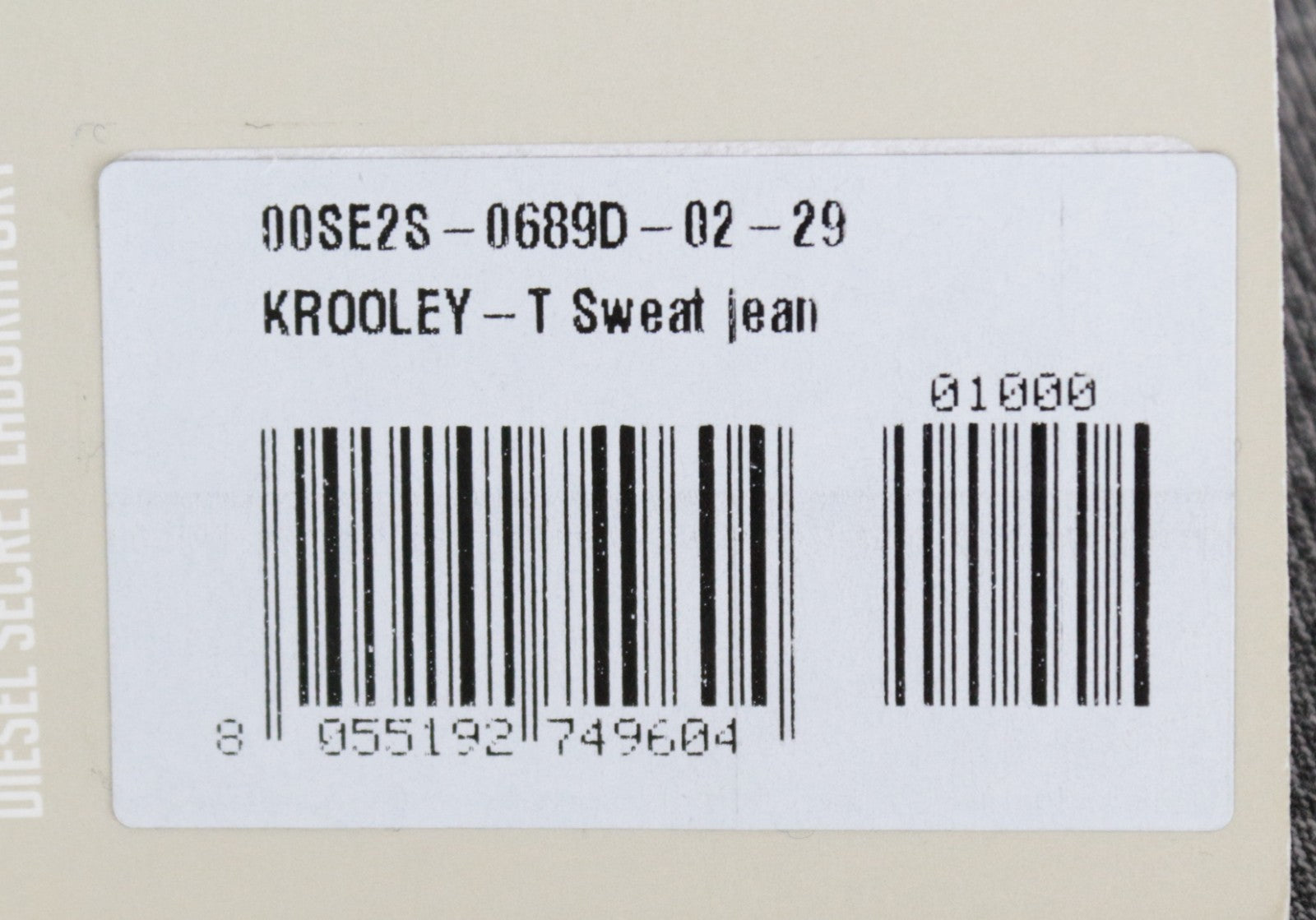 DIESEL Krooley-T 0689D Men Jeans W29 Jogg Sweat Distressed Grey Slim Carrot