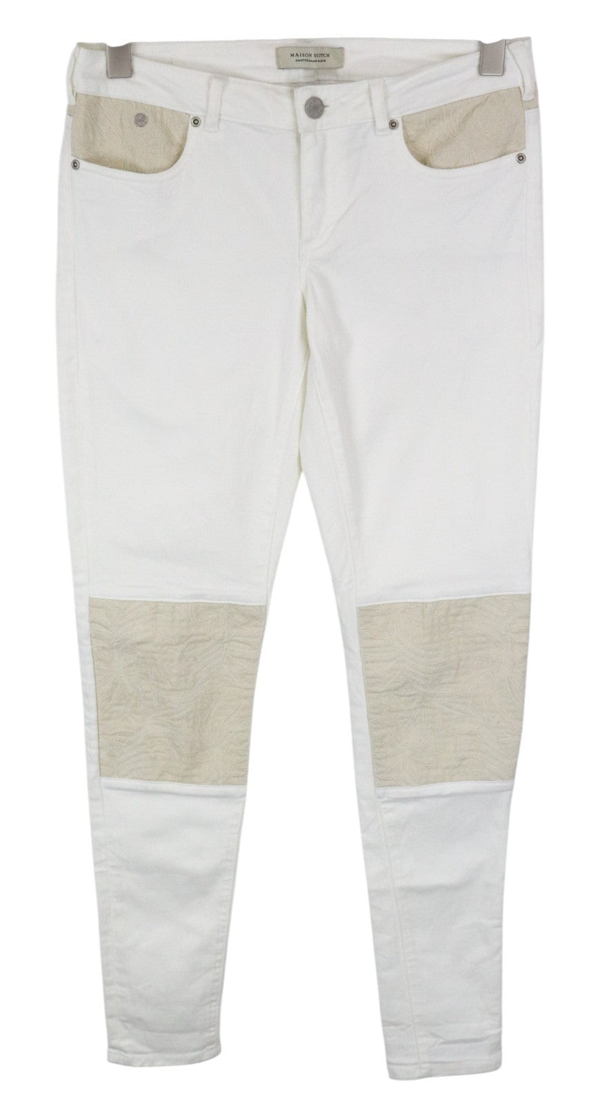 MAISON SCOTCH La Parisienne Women Jeans W28/L32 Skinny Fit Off-White Pure Cotton