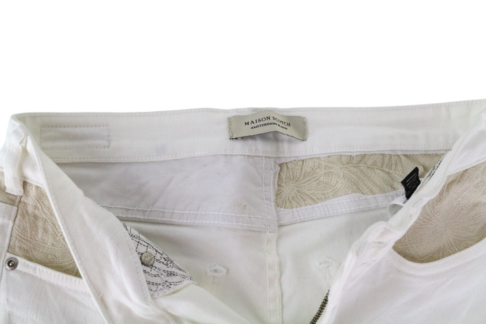 MAISON SCOTCH La Parisienne Women Jeans W28/L32 Skinny Fit Off-White Pure Cotton