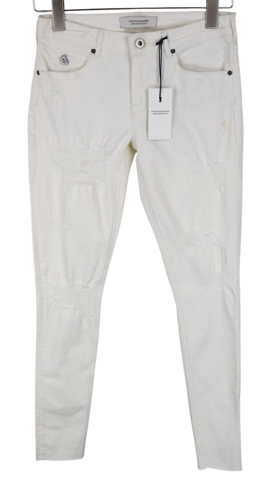 MAISON SCOTCH La Parisienne Women Jeans W27/L32 Skinny Off-White Distressed