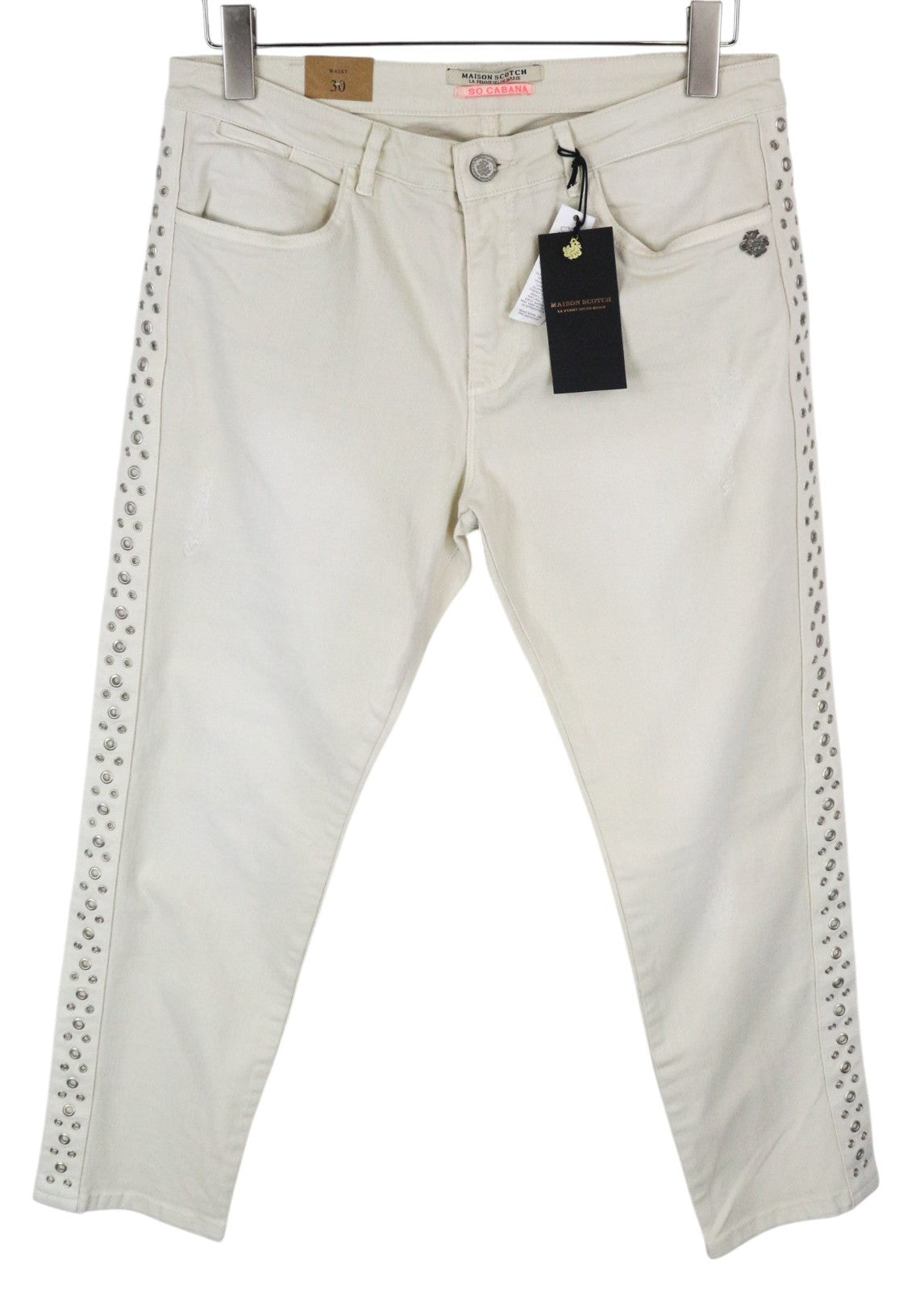 MAISON SCOTCH Petit Ami Women Jeans W30 Slim Boyfriend Beige Cotton Stretch