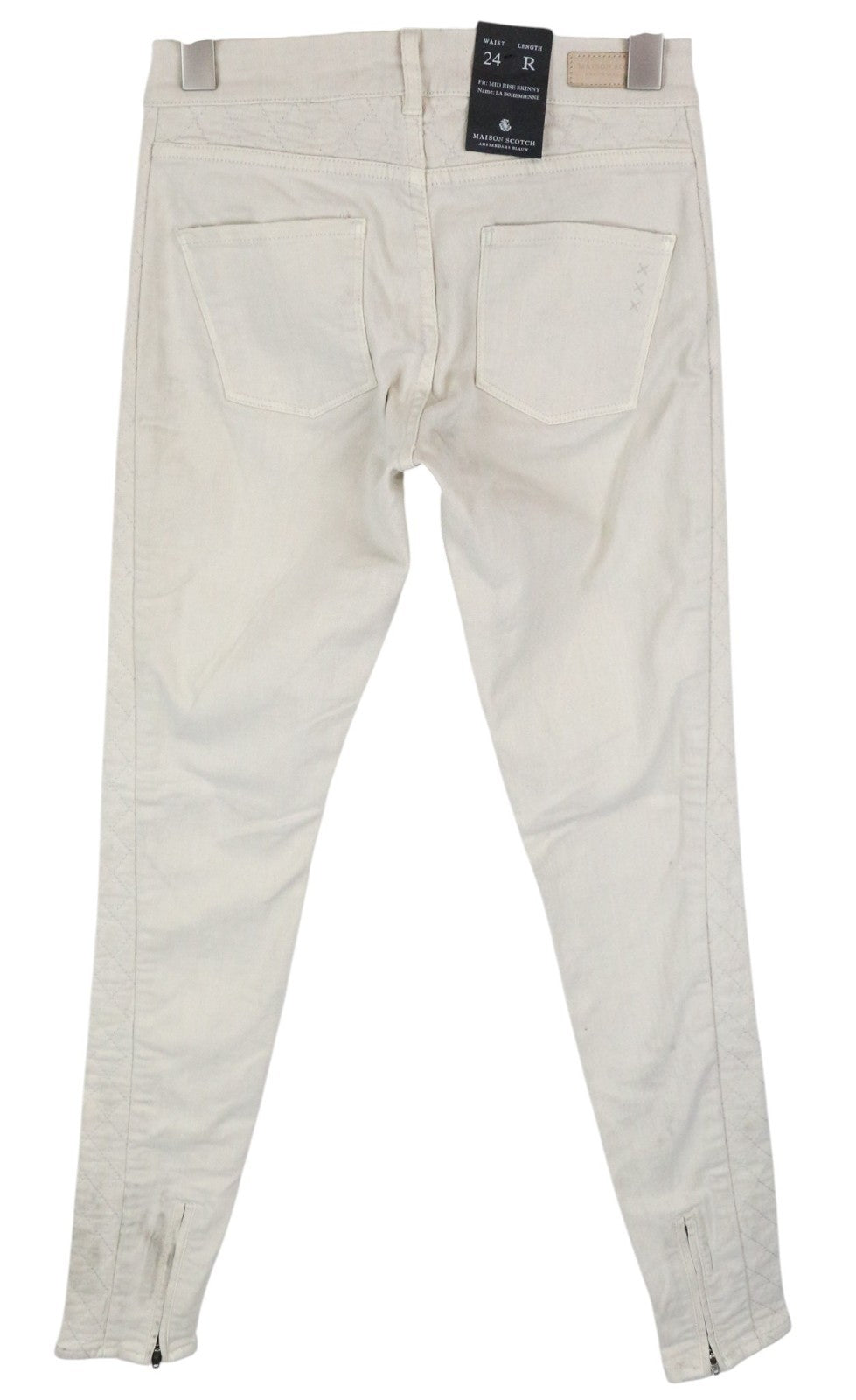 MAISON SCOTCH La Bohemienne Women Jeans W24 Skinny Fit Beige Cotton Stretch