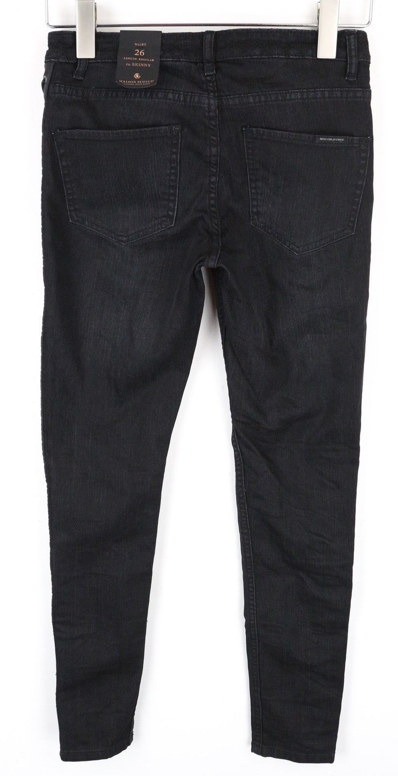 MAISON SCOTCH Women Jeans W26 Skinny Fit Black Cotton Stretch Laced Sides
