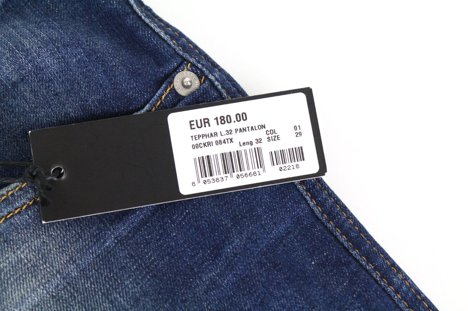 DIESEL Tepphar 084TX Men Jeans W29/L32 Slim-Carrot Blue Cotton Stretch Ripped