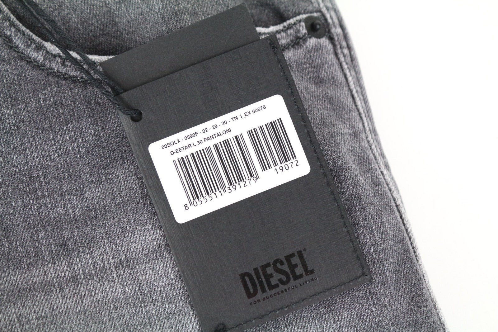 DIESEL D-Eetar 0890F Men Jeans W29/L30 Tapered Grey Cotton Stretch Ripped