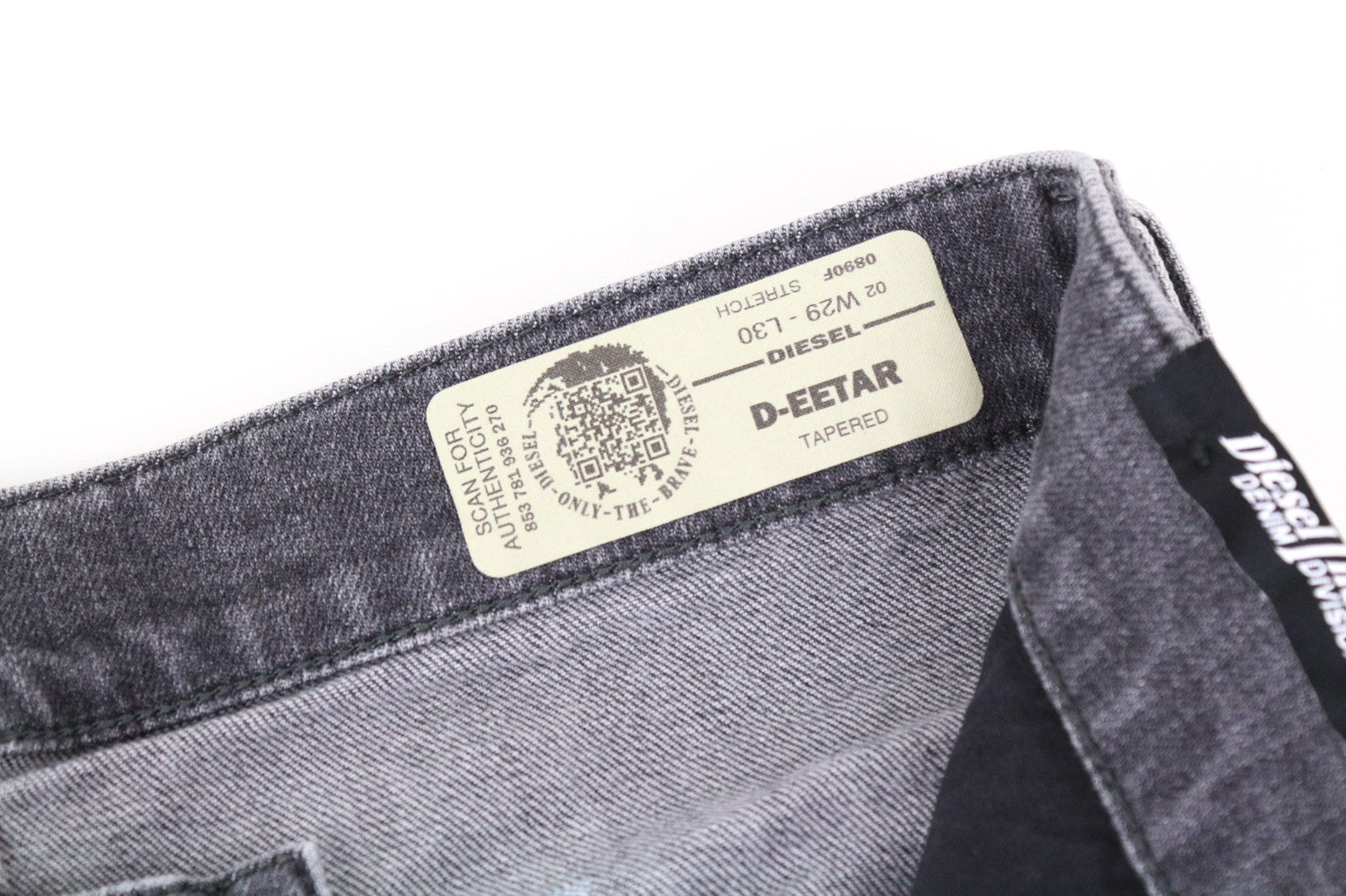 DIESEL D-Eetar 0890F Men Jeans W29/L30 Tapered Grey Cotton Stretch Ripped