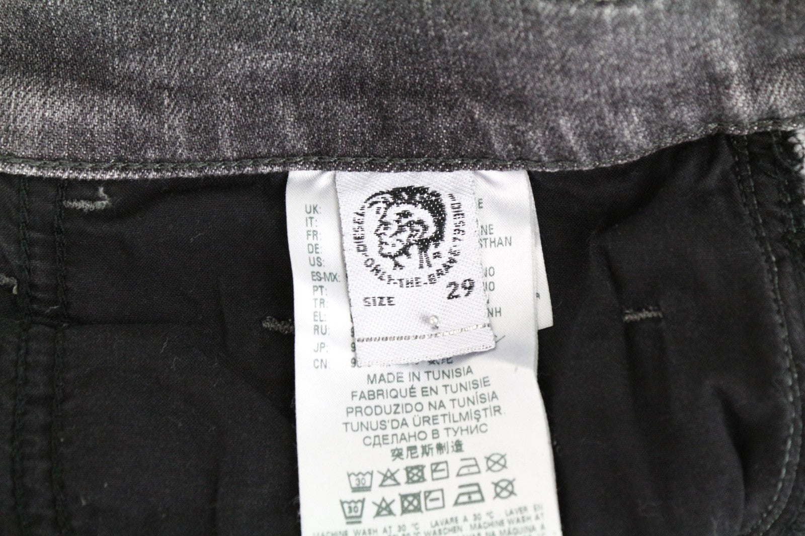 DIESEL D-Eetar 0890F Men Jeans W29/L30 Tapered Grey Cotton Stretch Ripped