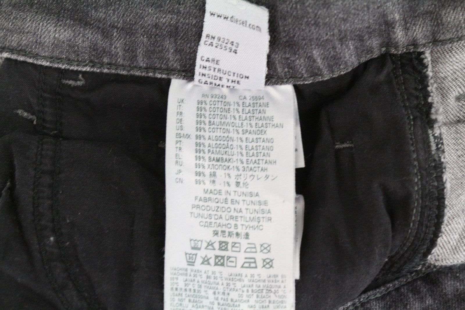 DIESEL D-Eetar 0890F Men Jeans W29/L30 Tapered Grey Cotton Stretch Ripped