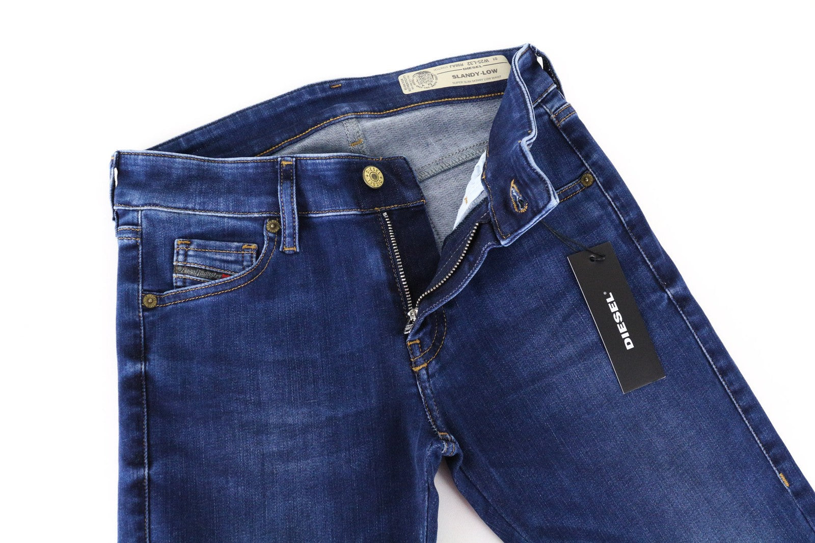 DIESEL Slandy-Low R98AJ Women Jeans W25/L32 Super Slim Skinny Stretch Blue