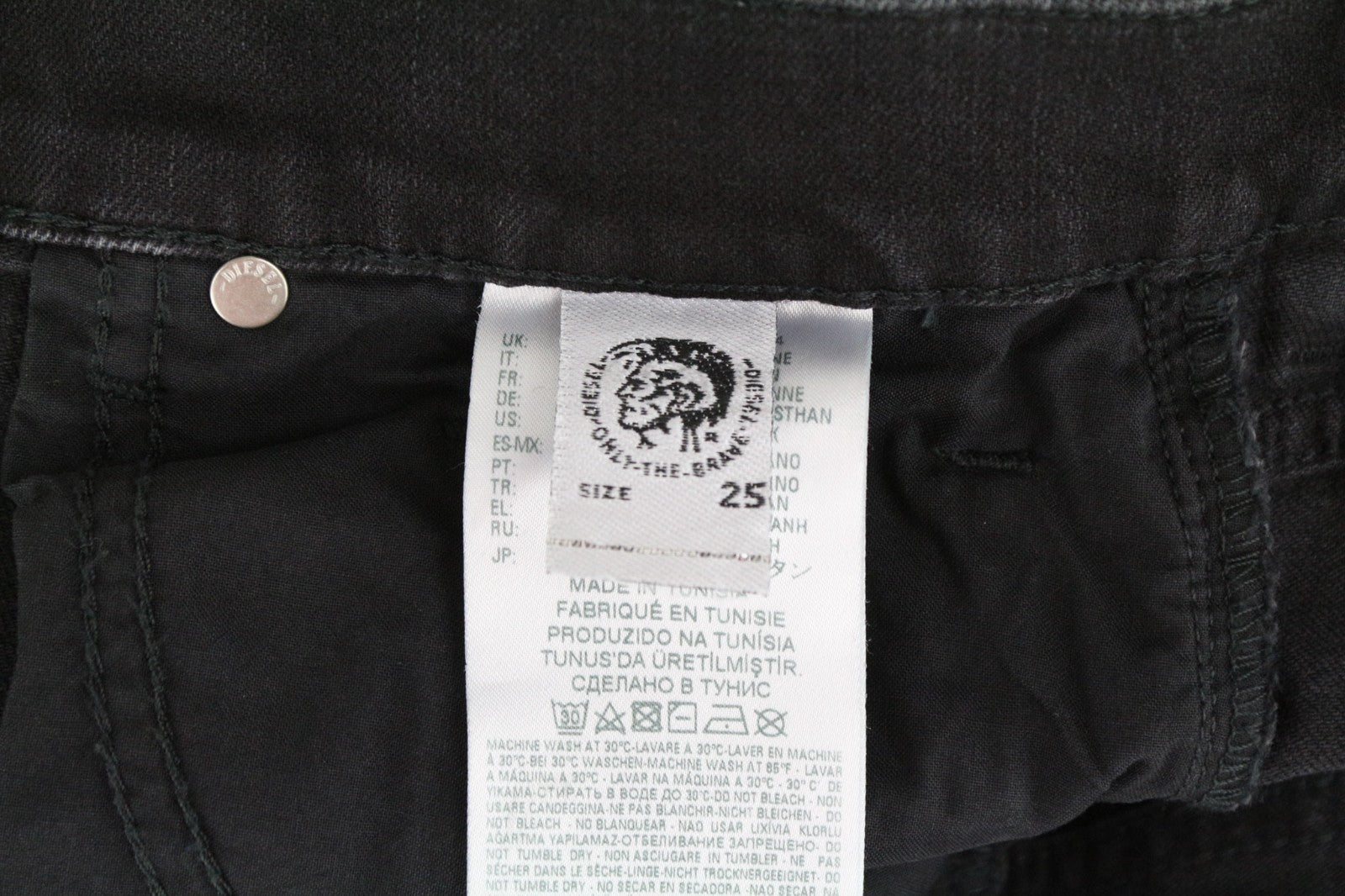 DIESEL Aryel 069BG Women Jeans W25/L30 Straight Fit Black Cotton Stretch Washed