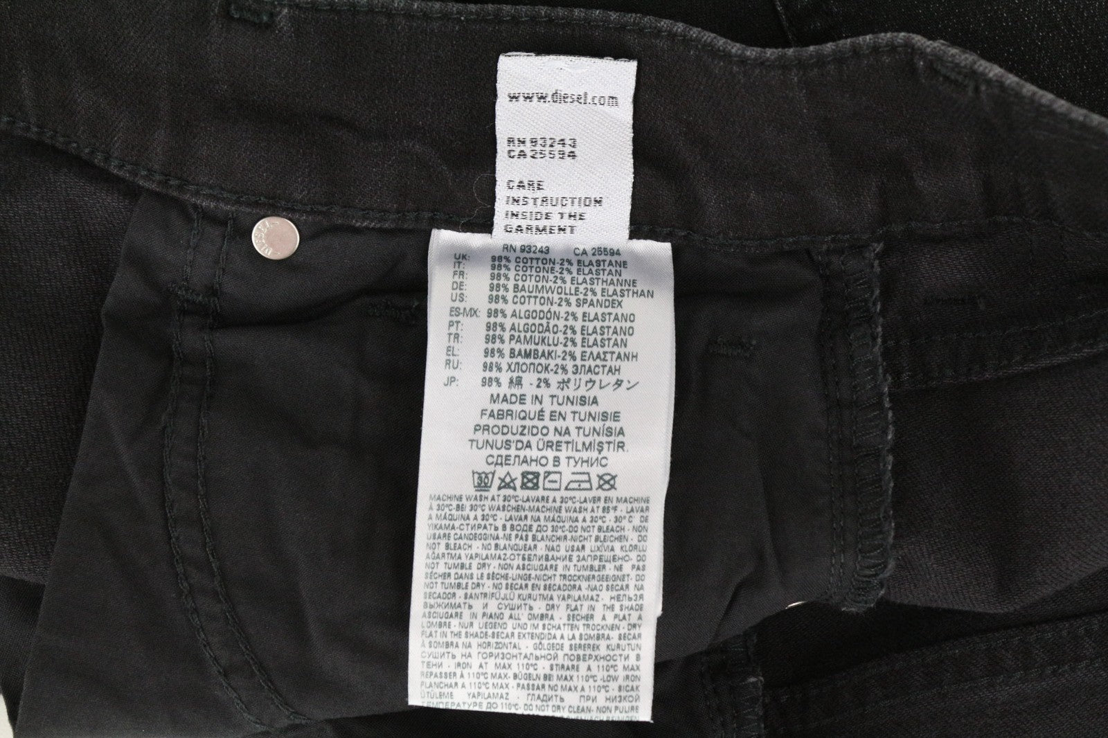 DIESEL Aryel 069BG Women Jeans W26/L32 Straight Fit Black Cotton Stretch Wash