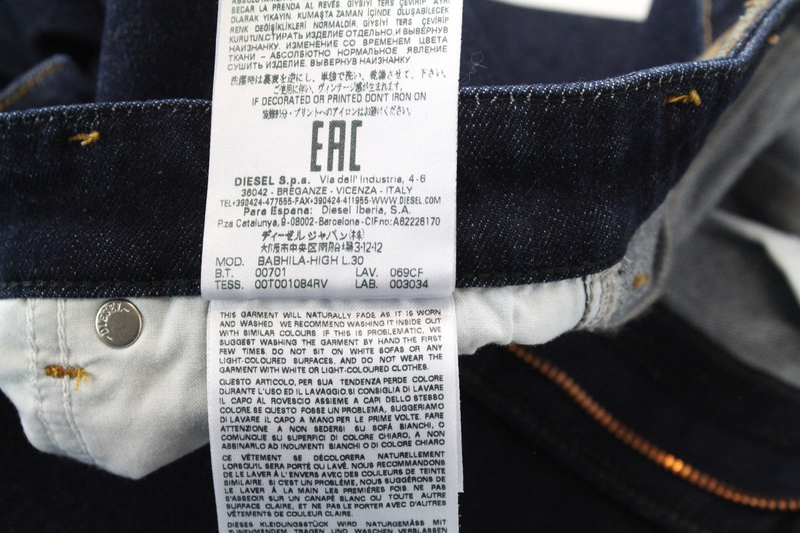 DIESEL Babhila-High 069CF Women Jeans W25/L30 Slim Skinny Blue Cotton Stretch