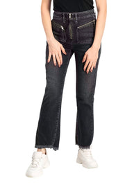 DIESEL D-Earlie 080AP Women Jeans W26/L32 Slim Fit Zip Pocket Grey Cotton Blend
