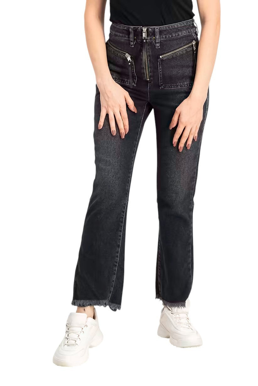DIESEL D-Earlie 080AP Women Jeans W26/L32 Slim Fit Zip Pocket Grey Cotton Blend