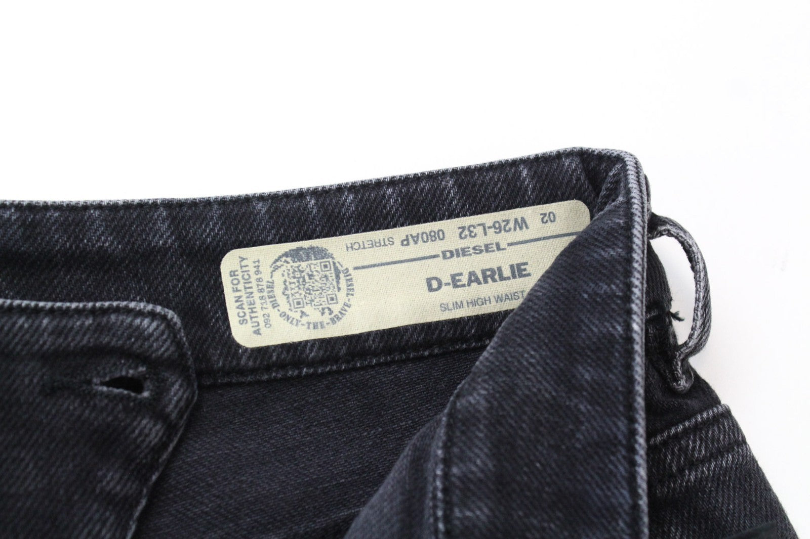 DIESEL D-Earlie 080AP Women Jeans W26/L32 Slim Fit Zip Pocket Grey Cotton Blend