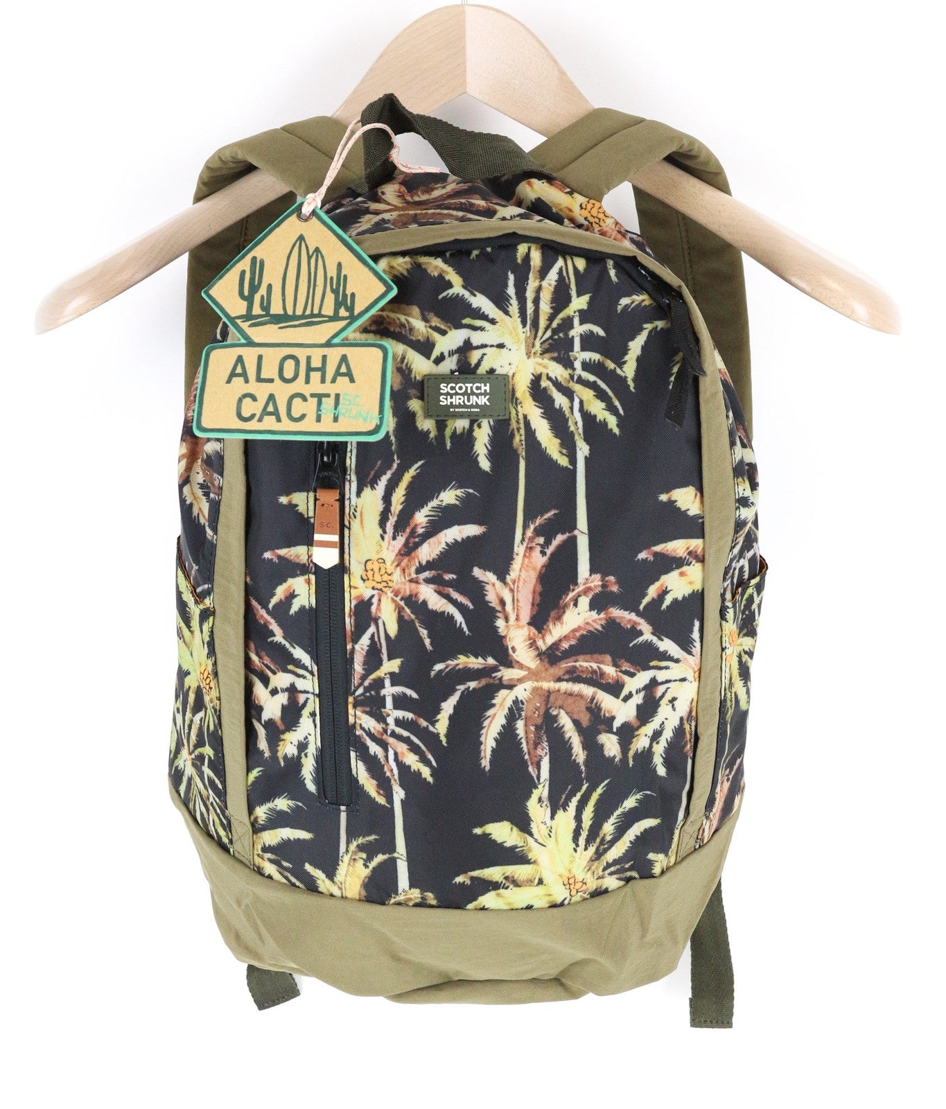 SCOTCH & SODA Boys Bag OS Green Palm Pattern Pocketed Casual Backpack