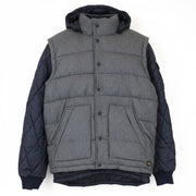 SCOTCH & SODA Ams Couture Men Jacket XL Grey Blue Wool Blend 2in1 Gilet Hooded