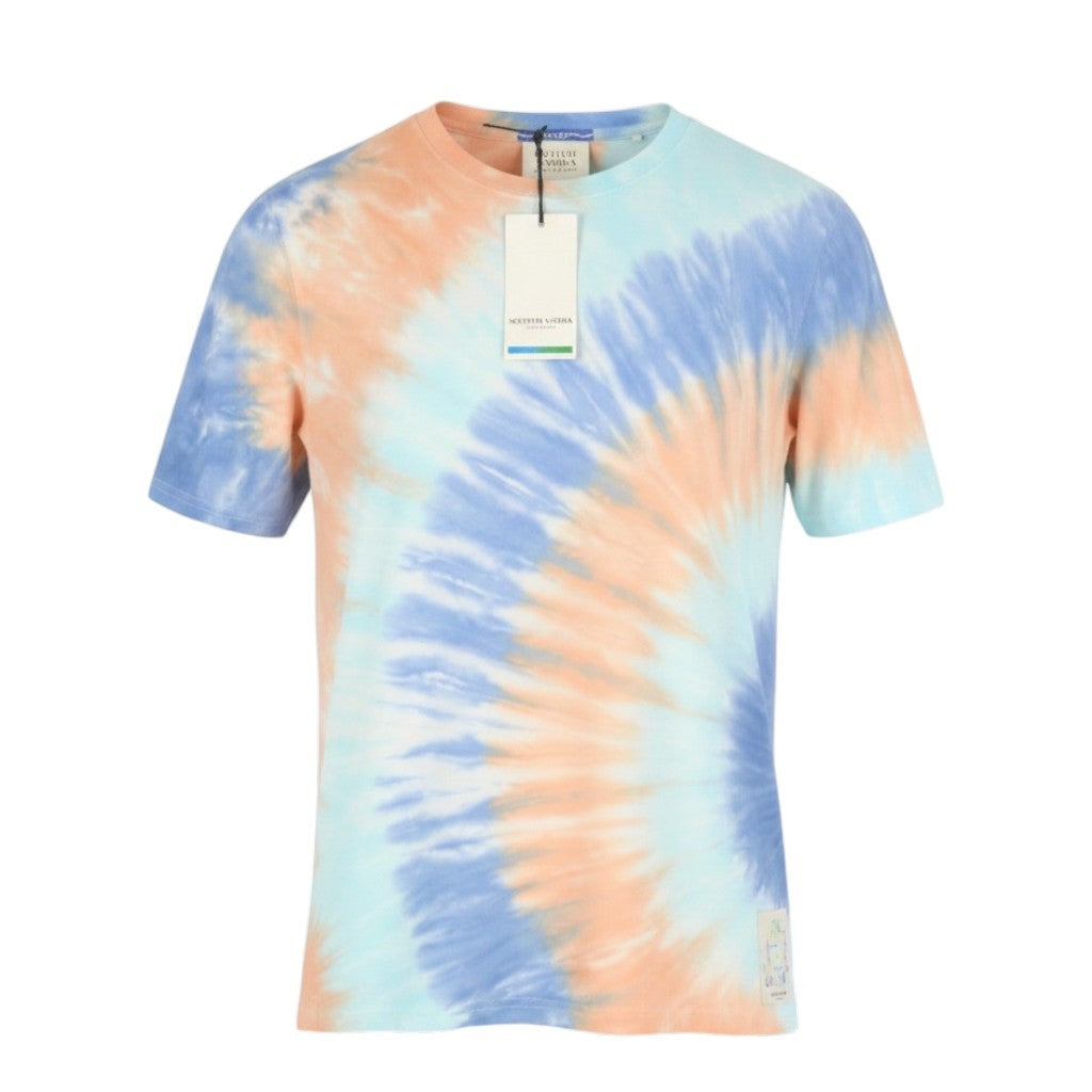 SCOTCH & SODA Men T-Shirt M Multicloured Tie-Dye Cotton Crew Neck Short Sleeve