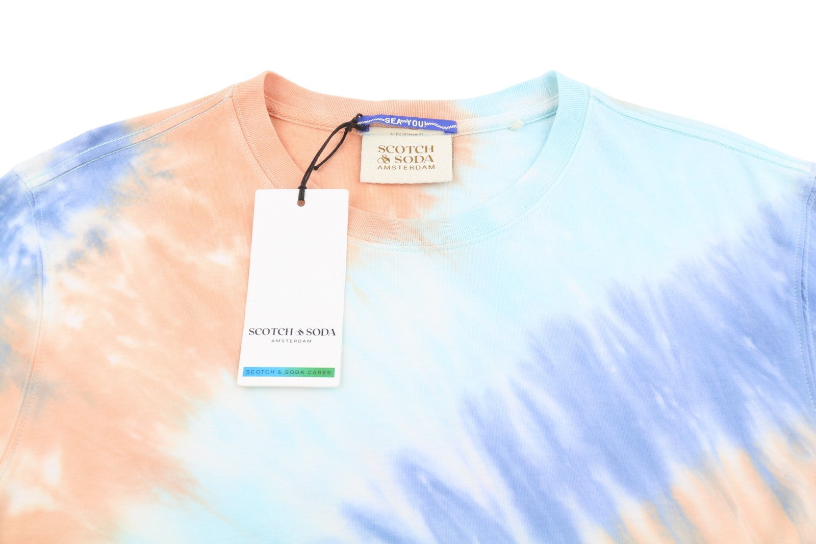 SCOTCH & SODA Men T-Shirt M Multicloured Tie-Dye Cotton Crew Neck Short Sleeve