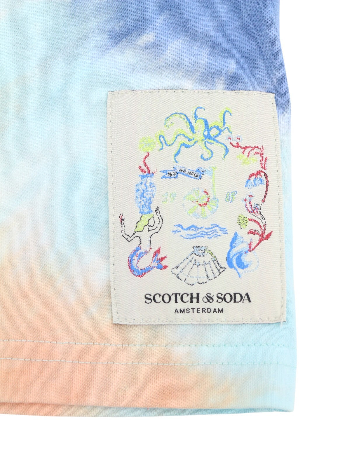 SCOTCH & SODA Men T-Shirt M Multicloured Tie-Dye Cotton Crew Neck Short Sleeve
