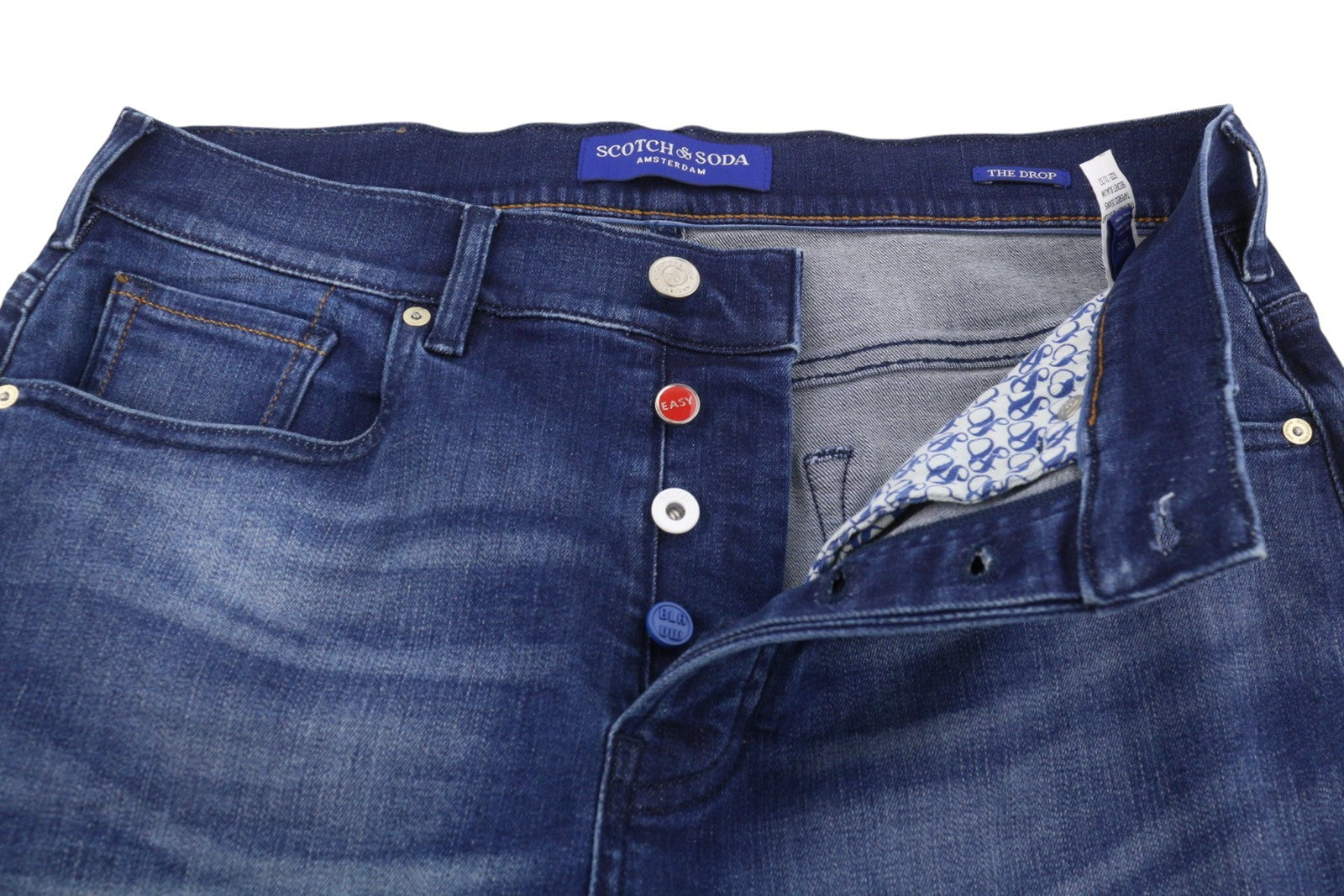 SCOTCH & SODA The Drop Men Jeans W31/L32 Blue Whiskers Faded Regular Tapered Fit