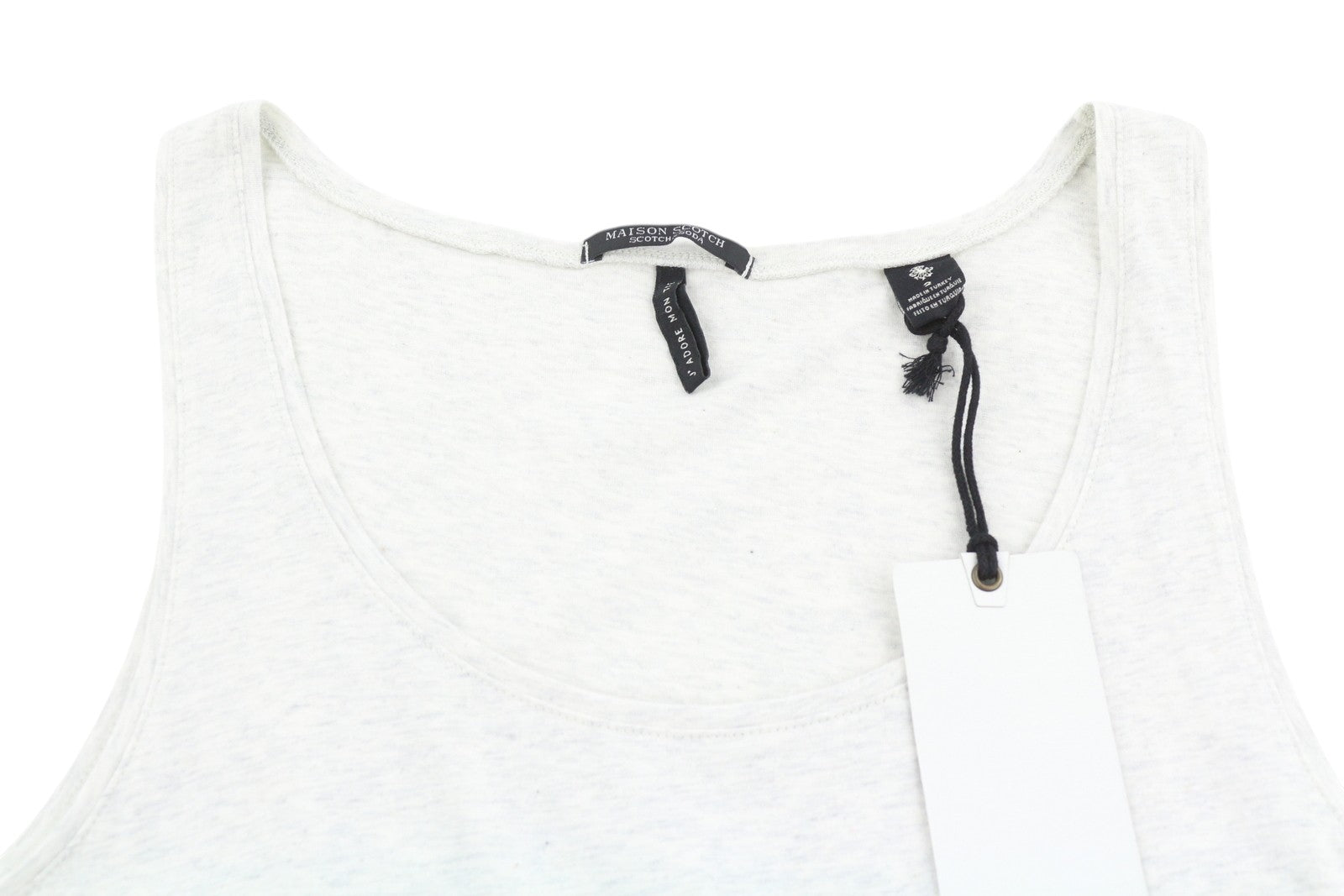MAISON SCOTCH Women T-Shirt 2 M Grey Melange Round Neck Sleeveless Tank Top